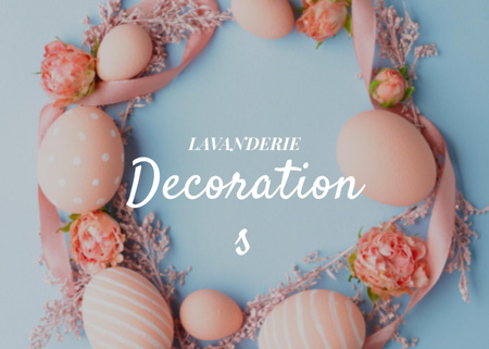 Platilla de diseño Vibrant Holiday Decor Offer with Easter Eggs Wreath Flyer 5x7in Horizontal