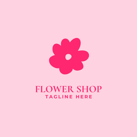 Floral Shop Services Offer with Pink Flower Logo – шаблон для дизайну