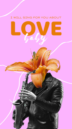 Valentine's Day Greeting with Saxophonist Instagram Story Design Template
