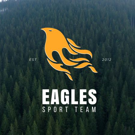 Sport Club Emblem with Eagle Animated Logoデザインテンプレート