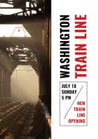Train Line Opening Announcement with Station Poster Design Template