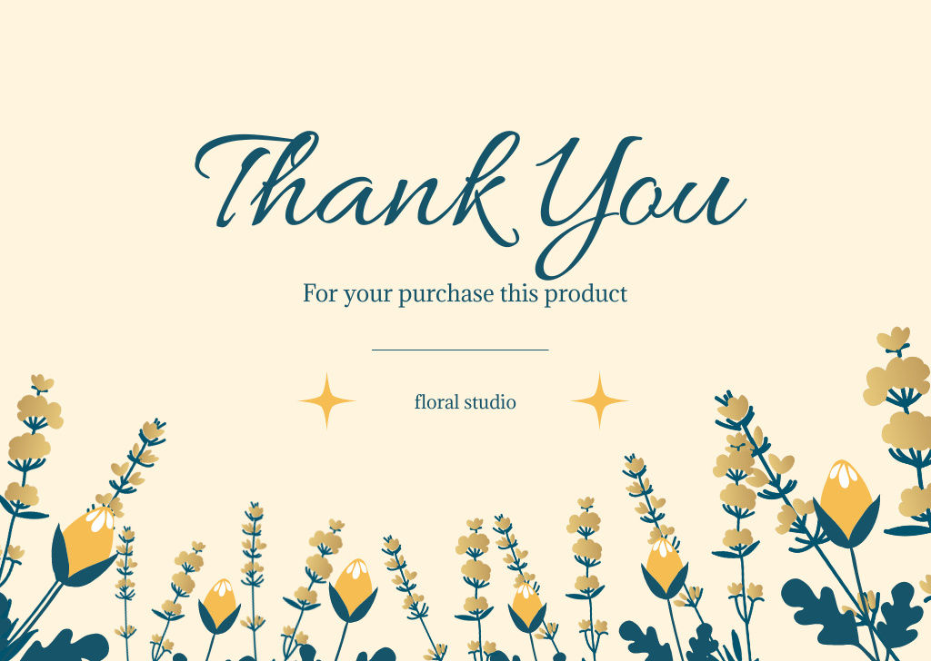 Plantilla de diseño de Thank You Message with Yellow Wildflowers Card 