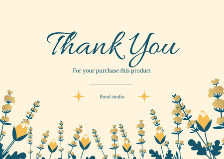 Thank You Message with Yellow Wildflowers Card Design Template