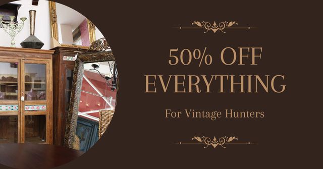Plantilla de diseño de Vintage Furniture Shop Ad Antique Cupboards Facebook AD 