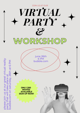 Virtual Party Poster Poster Design Template