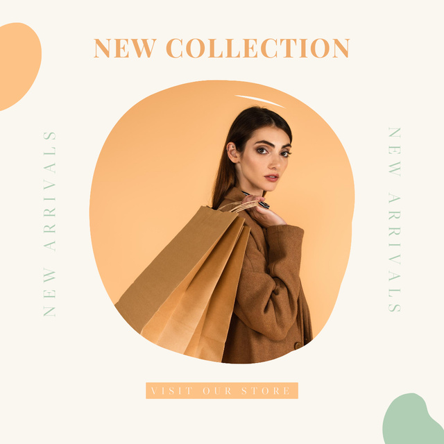 Stylish Outfits Collection Promotion With Paper Bags Instagram Design Template
