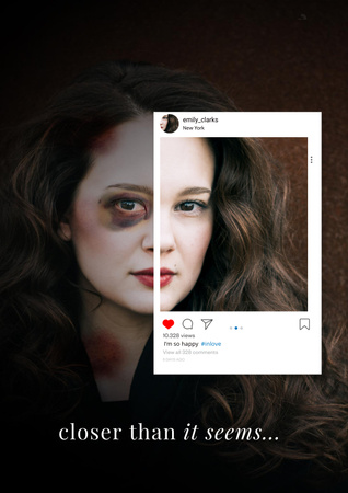 Template di design Social Issue Coverage with Mutilated Woman's Face Poster