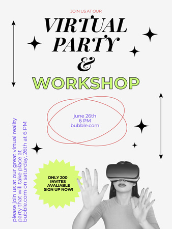 Virtual Party Workshop Offer Poster US Design Template