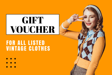 Preppy woman for vintage clothes Gift Certificate Πρότυπο σχεδίασης