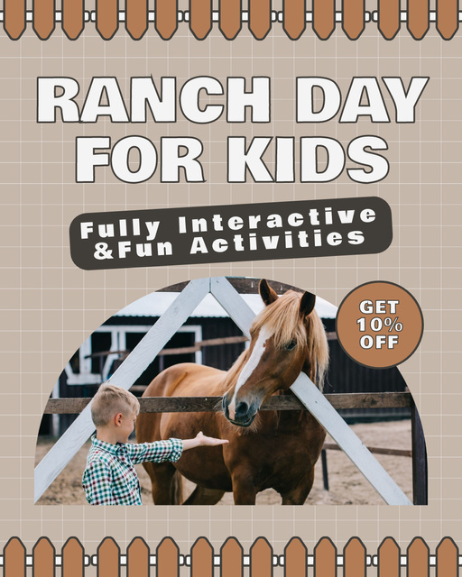 Interactive Tour to Horse Ranch for Children Instagram Post Vertical – шаблон для дизайна