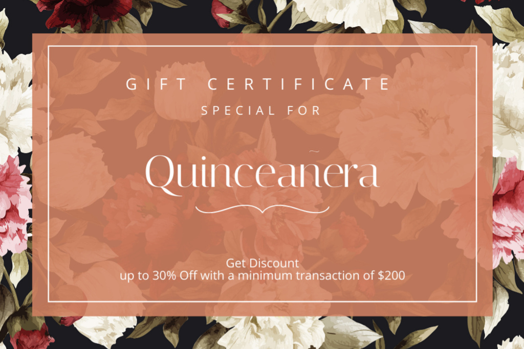 Template di design Services Offer Brown Frame of Flowers Gift Certificate
