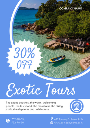 Exotic Tours Discount Offer Poster A3 Design Template