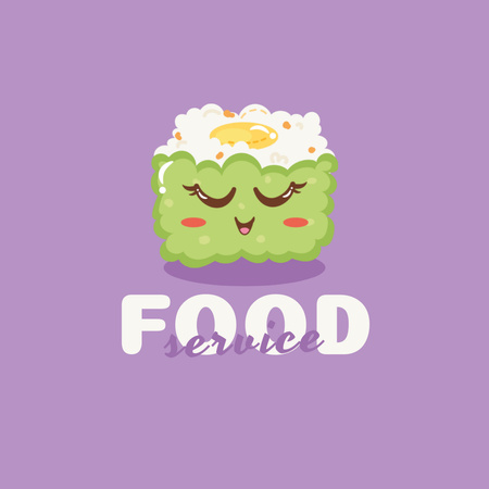 School Food Ad with Cute Character Animated Logo Design Template