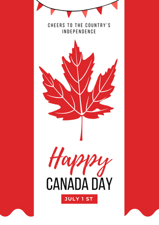 Canada Day Celebration Announcement on Red Poster A3 Design Template