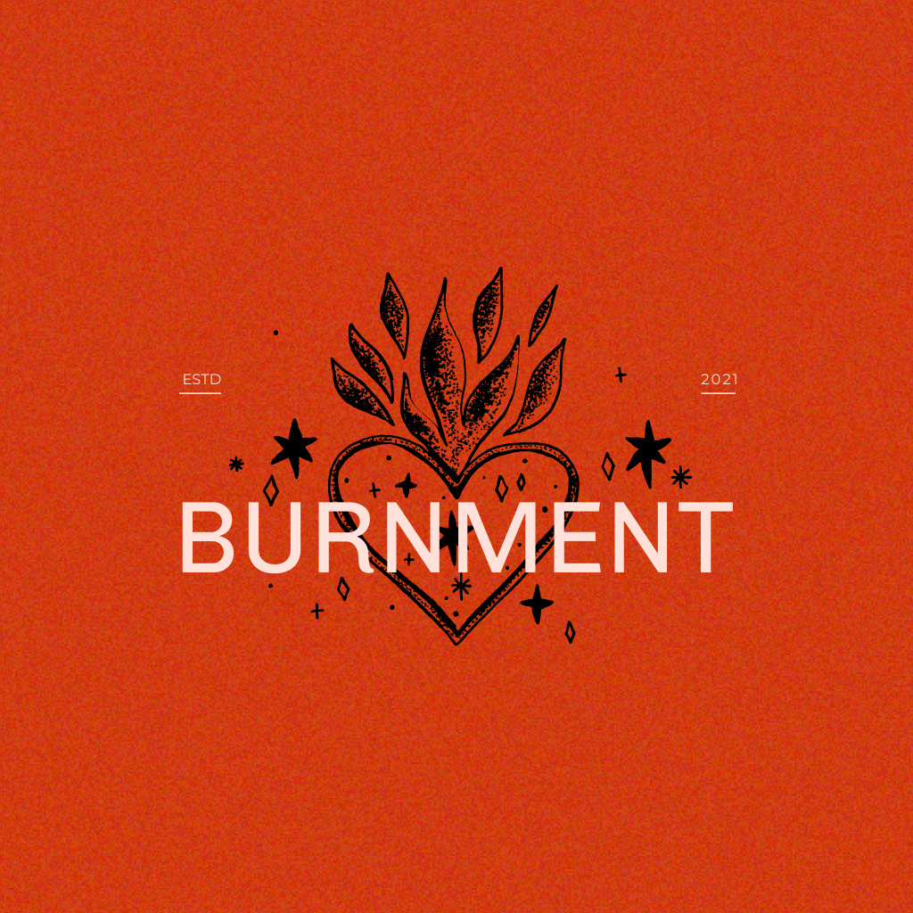 Emblem with Red Burning Heart Logo Modelo de Design