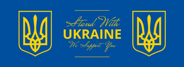 Plantilla de diseño de Coat of Arms of Ukraine In Blue With Phrase Of Support Facebook cover 