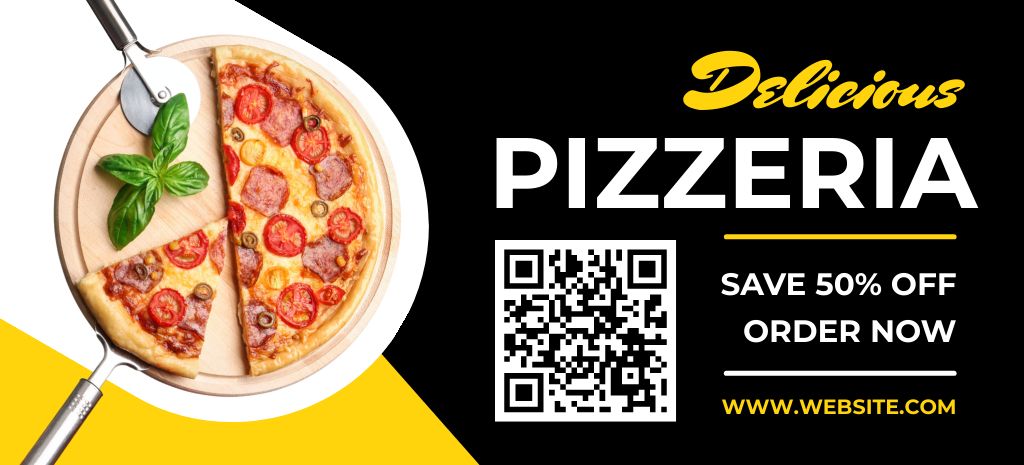 Discount at the Pizzeria for Delicious Pizza with Sausage Coupon 3.75x8.25in Πρότυπο σχεδίασης