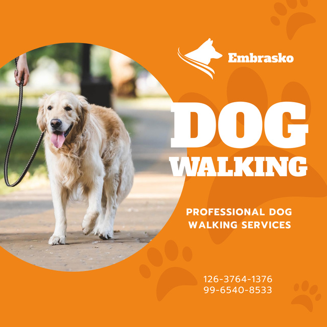 Dog Walking Services Man with Golden Retriever Instagram AD tervezősablon