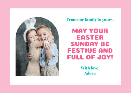 Happy Easter Wishes with Cheerful Kids Card Design Template