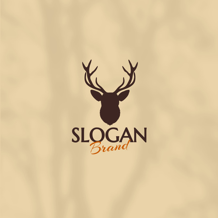Emblem with Deer's Horns Logo Design Template