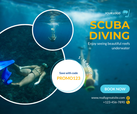 Scuba Diving in Ocean -kampanja Facebook Design Template