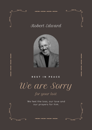 Deepest Condolences and Sorry for Loss of Family Member Postcard 5x7in Vertical Design Template