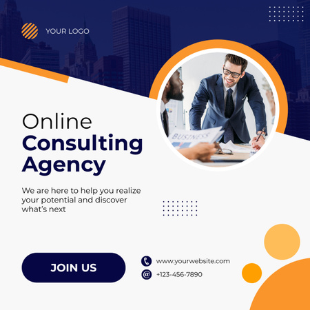Services of Online Consulting Agency LinkedIn post Design Template