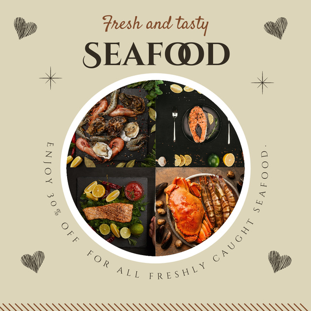 Designvorlage Fresh and Tasty Seafood für Instagram