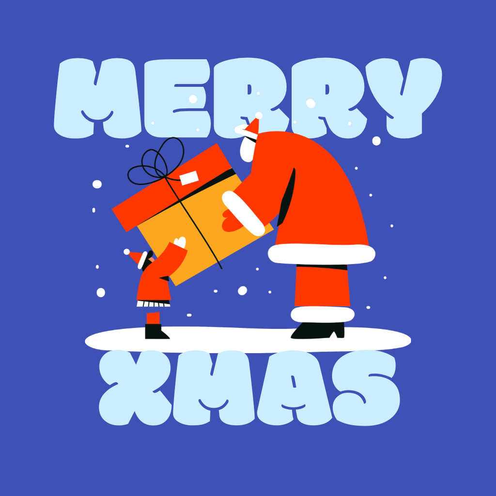 Festive Christmas Greeting with Santa Giving Presents Instagram Design Template