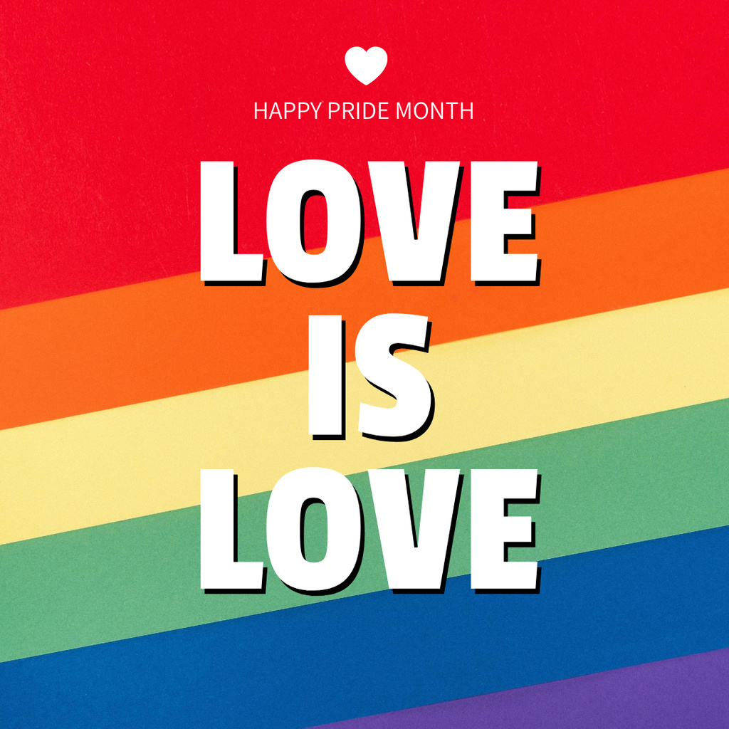 Love is Love Colorfull Greeting of Pride Month Instagram Design Template