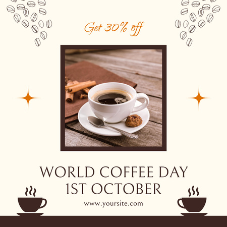 Coffee Cup on Wooden Table Instagram Design Template