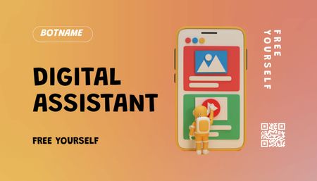 Digital Assistant -palvelutarjonta Business Card US Design Template