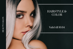 Hair Salon Offer with Stylish Woman with Grey Hair