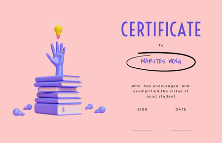 palkinto hattu ja kirjat Certificate 5.5x8.5in Design Template