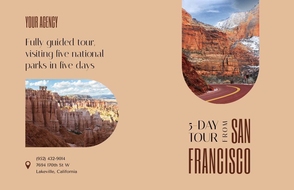 Travel Tour Offer with Canyon Road Brochure 11x17in Bi-fold tervezősablon