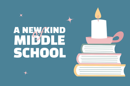 New Middle School Promotion With Books Postcard 4x6in – шаблон для дизайна