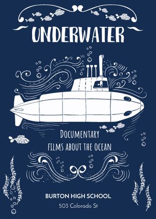 Underwater documentary film with Submarine Invitation Modelo de Design