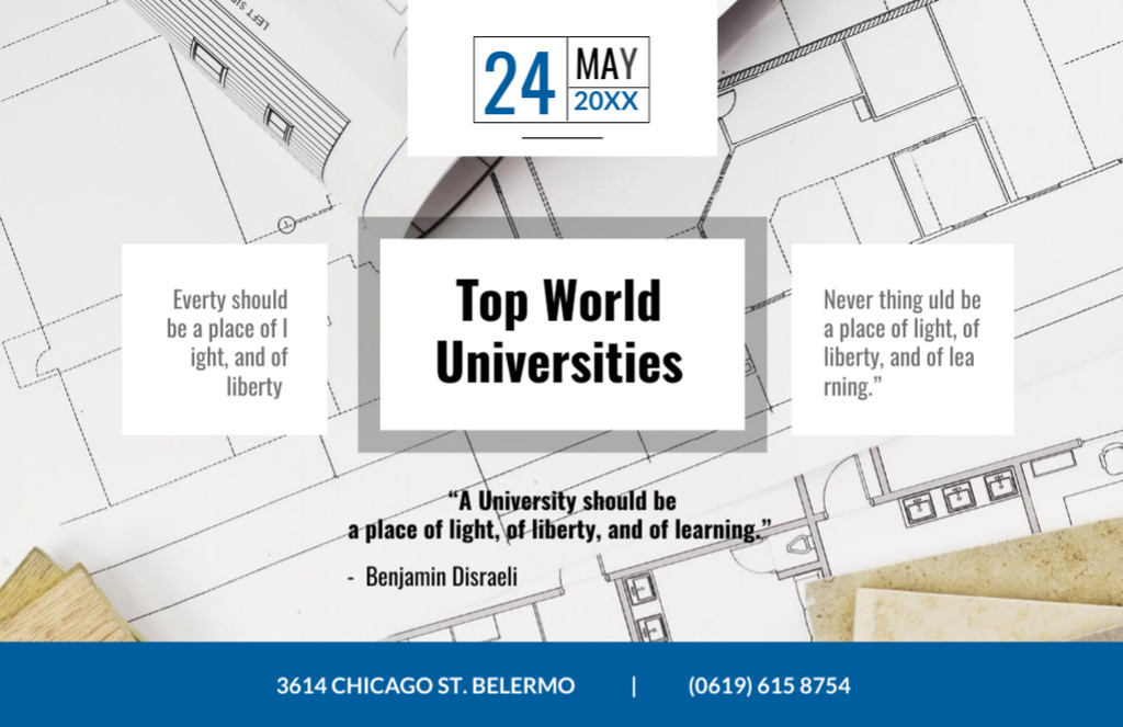 Universities Guide with Simple Blueprints Flyer 5.5x8.5in Horizontal Design Template