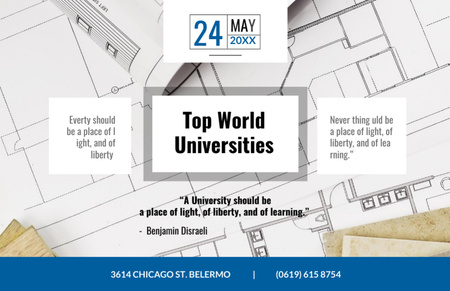 Universities guide on Blueprints Flyer 5.5x8.5in Horizontal Design Template