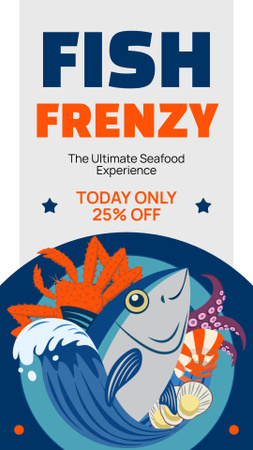 Special Offer of Fresh Fish on Fish Market Instagram Story Design Template