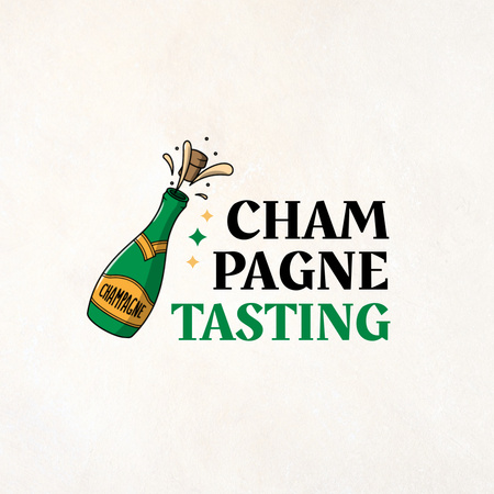 Champagne Tasting Ad Logo Design Template