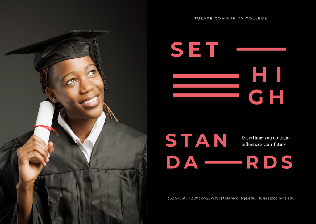 Modèle de visuel Happy Smiling Graduate with Diploma - Poster A2 Horizontal