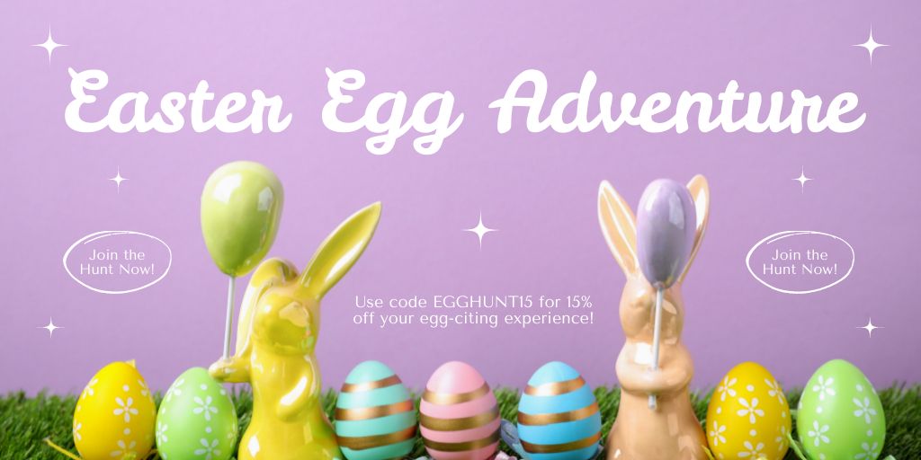 Easter Celebration with Colorful Painted Eggs Twitter Modelo de Design