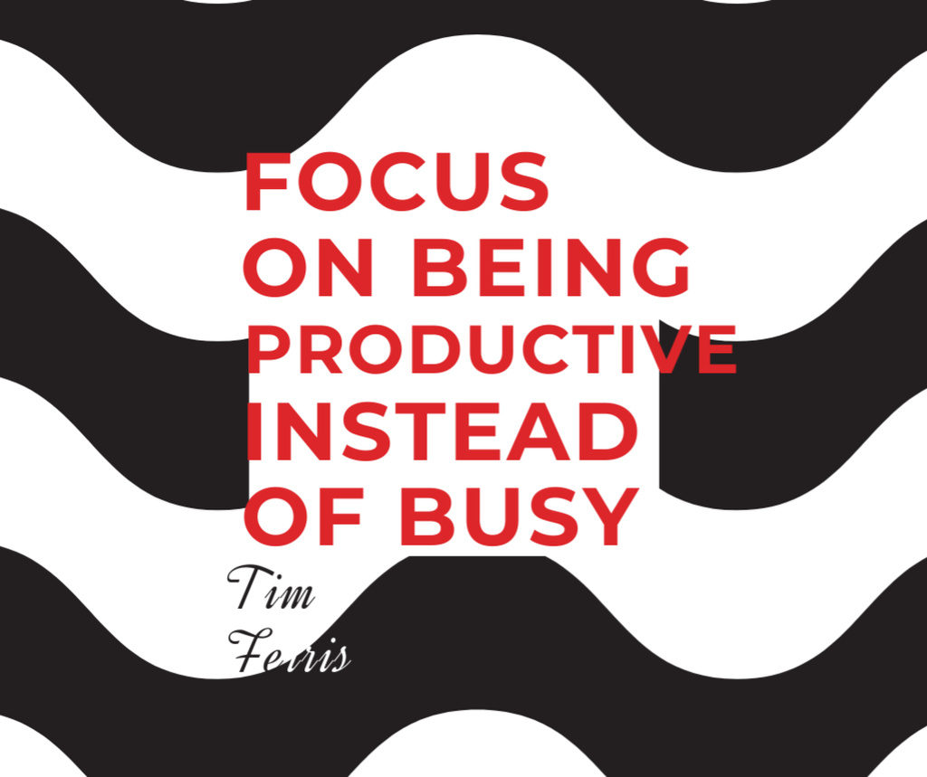 Productivity Quote on Waves in Black and White Facebook Design Template