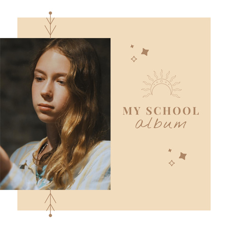 School Graduation Album with Happy Teenagers Photo Book tervezősablon
