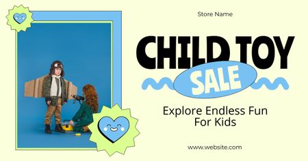 Sale of Toys with Funny Children Facebook AD Design Template