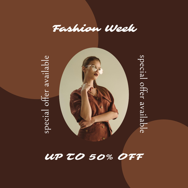 Plantilla de diseño de Fashion Week Event on Brown Background Instagram 
