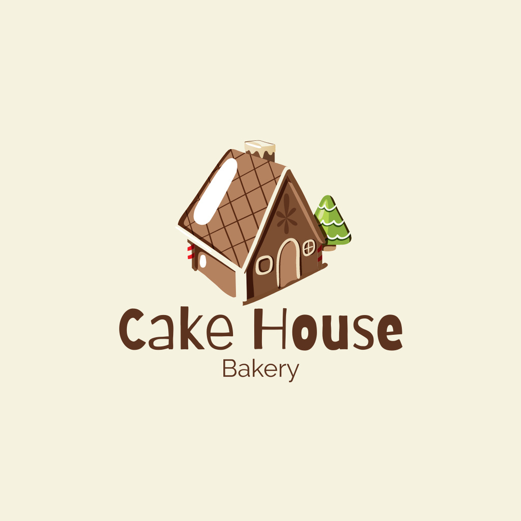 Bakery Ad with Cute Cake House Logo 1080x1080pxデザインテンプレート