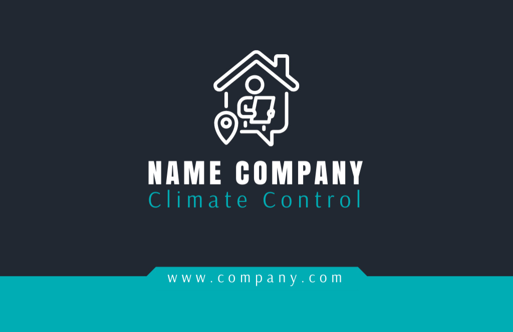 Climate Control Systems Maintenance on Dark Blue Business Card 85x55mmデザインテンプレート