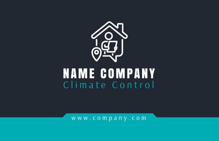 Climate Control Systems Maintenance on Dark Blue Business Card 85x55mm Design Template